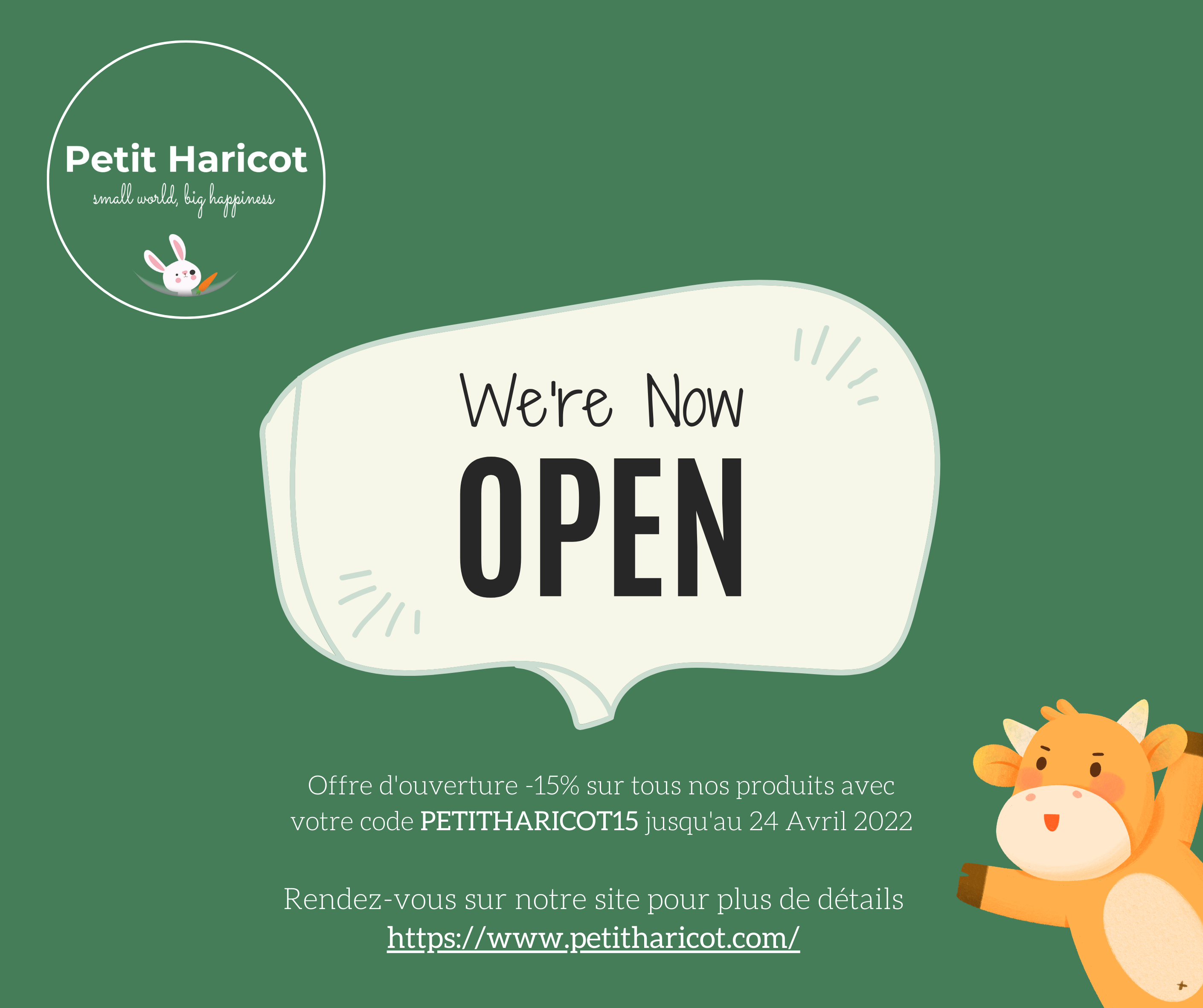 Hello, Petit Haricot est ouvert !